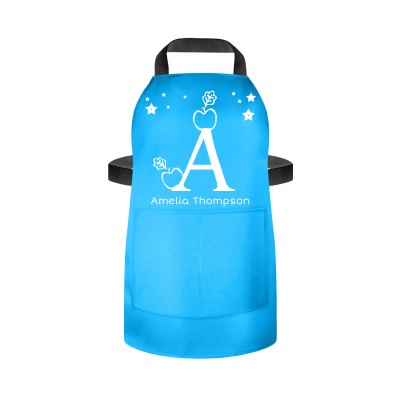 (55cm x 40cm) with Alphabet Theme Sky Blue Water Resistant Polyester Fabric (Personalised with Text) and Matching Fabric Pocket