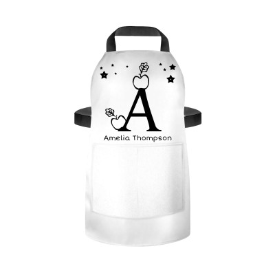 (55cm x 40cm) with Alphabet Theme White Water Resistant Polyester Fabric (Personalised with Text) and Matching Fabric Pocket