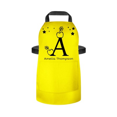 (55cm x 40cm) with Alphabet Theme Yellow Water Resistant Polyester Fabric (Personalised with Text) and Matching Fabric Pocket