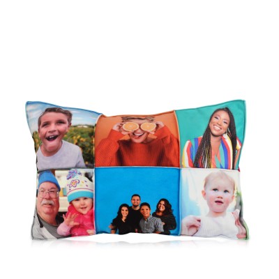 (Polyester Fibre Filling) Burnt Orange Soft Velvet Polyester Fabric with Removable (Zip) Cover (Patchwork Sewn Photos) 6 Photos (Approx. 40cm x 25cm) (Personalised with Text)