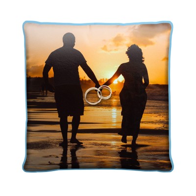 (25cm Square) Sky Blue Soft Velvet Polyester Fabric (Personalised with Text)