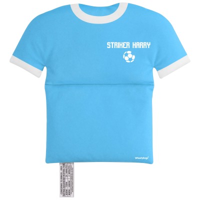 (30cm x 27cm) (Football Icon) Sky Blue Soft Velvet Polyester Fabric (Personalised with Text)