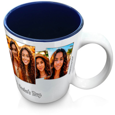 (XL 15oz Blue) with 5 Photos (Personalised with Text)