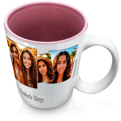 (XL 15oz Pink) with 5 Photos (Personalised with Text)