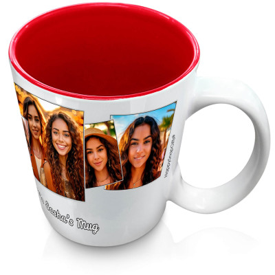 (XL 15oz Red) with 5 Photos (Personalised with Text)