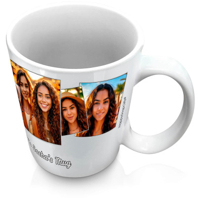 (XL 15oz White) with 5 Photos (Personalised with Text)
