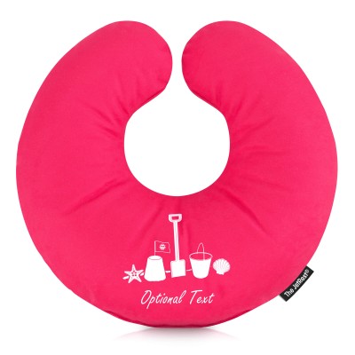 (25cm) (Bucket & Spade Icon) Hot Pink (Fuchsia) Soft Velvet Polyester Fabric (Personalised with Text)