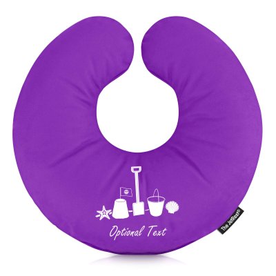(25cm) (Bucket & Spade Icon) Purple Soft Velvet Polyester Fabric (Personalised with Text)