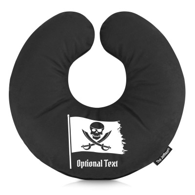 (25cm) (Pirate Design) Black Soft Velvet Polyester Fabric (Personalised with Text)