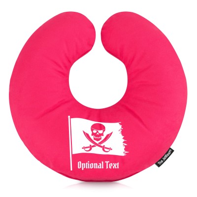(25cm) (Pirate Design) Hot Pink (Fuchsia) Soft Velvet Polyester Fabric (Personalised with Text)