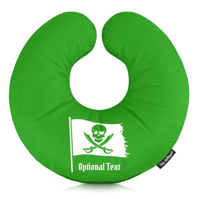 (25cm) (Pirate Design) Bright Green Soft Velvet Polyester Fabric (Personalised with Text)