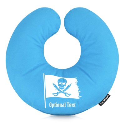 (25cm) (Pirate Design) Sky Blue Soft Velvet Polyester Fabric (Personalised with Text)