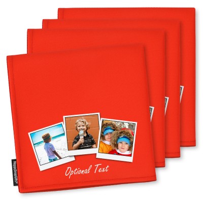 Pack of 4 (40cm Square) White Water Resistant Polyester Fabric (Personalised with Text)