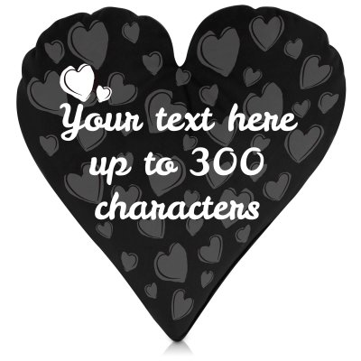 (40cm Heart) Black Soft Velvet Polyester Fabric (Personalised with Text)