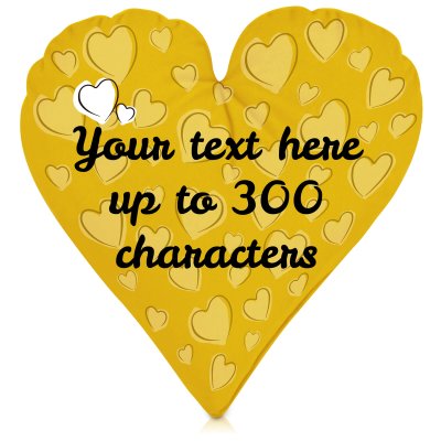 (40cm Heart) Yellow Soft Velvet Polyester Fabric (Personalised with Text)