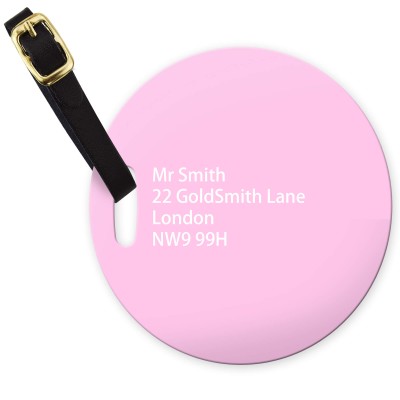 (10cm Circle) Baby Pink with Leather Strap (Personalised with Text)