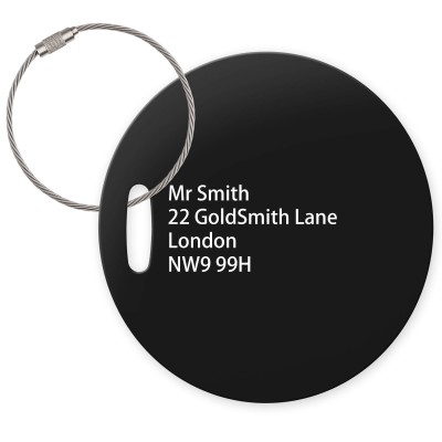 (10cm Circle) Black with Metal Loop (Personalised with Text)