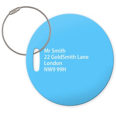 (10cm Circle) Sky Blue with Metal Loop (Personalised with Text)