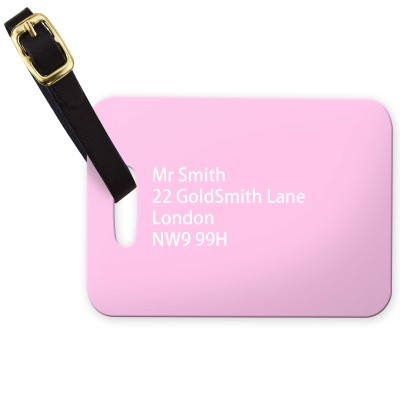 (10cm x 7cm) Baby Pink with Leather Strap (Personalised with Text)