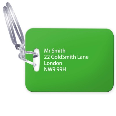 (10cm x 7cm) Bright Green with Clear Loop (Personalised with Text)