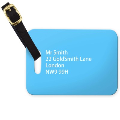 (10cm x 7cm) Sky Blue with Leather Strap (Personalised with Text)
