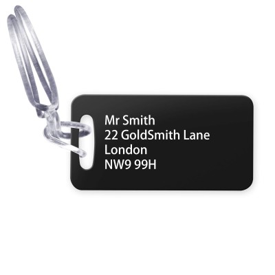 (9cm x 4.5cm) Black with Clear Loop (Personalised with Text)