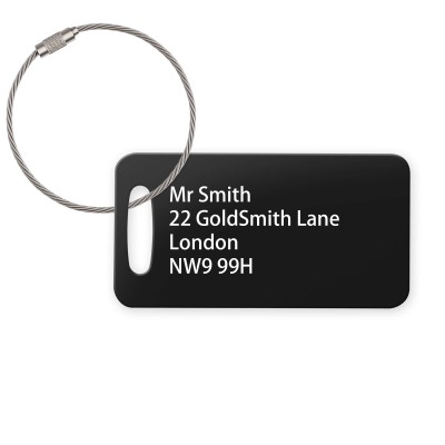 (9cm x 4.5cm) Black with Metal Loop (Personalised with Text)