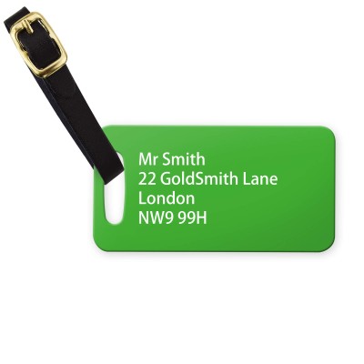 (9cm x 4.5cm) Bright Green with Leather Strap (Personalised with Text)