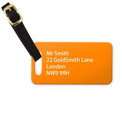 (9cm x 4.5cm) Burnt Orange with Leather Strap (Personalised with Text)