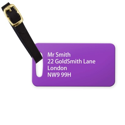 (9cm x 4.5cm) Purple with Leather Strap (Personalised with Text)