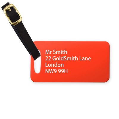 (9cm x 4.5cm) Red with Leather Strap (Personalised with Text)