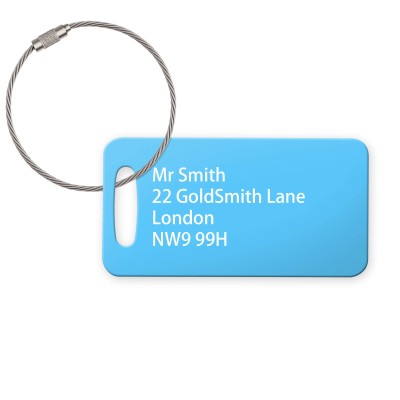 (9cm x 4.5cm) Sky Blue with Metal Loop (Personalised with Text)