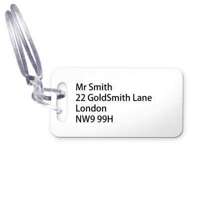 (9cm x 4.5cm) White with Clear Loop (Personalised with Text)