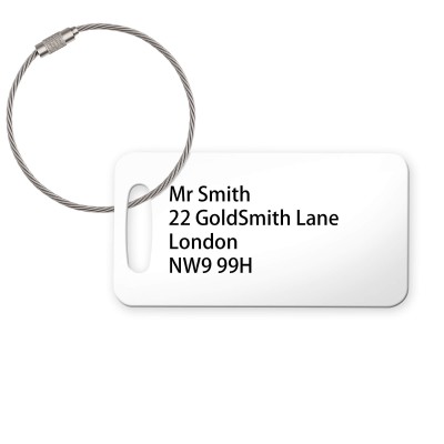 (9cm x 4.5cm) White with Metal Loop (Personalised with Text)
