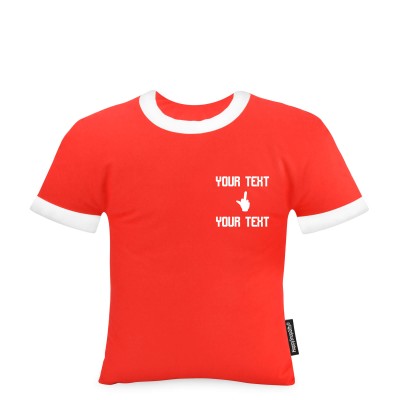 (Regular 35cm) (Single Finger Icon) Red Soft Velvet Polyester Fabric (Personalised with Text)