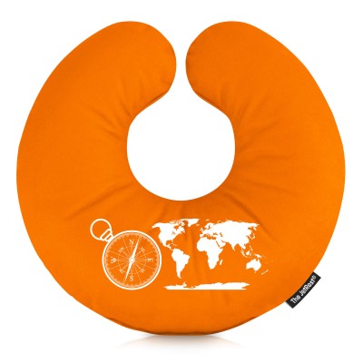 (30cm) (Globe and Compass Icon) Burnt Orange Soft Velvet Polyester Fabric (Personalised with Text)