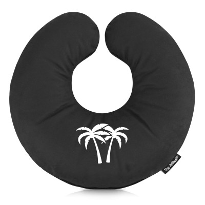 (30cm) (Palm Trees Icon) Black Soft Velvet Polyester Fabric (Personalised with Text)