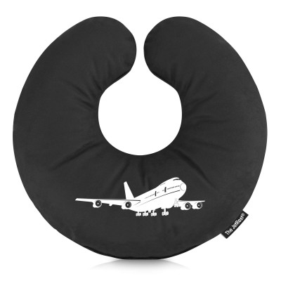 (30cm) (Plane Icon) Black Soft Velvet Polyester Fabric (Personalised with Text)