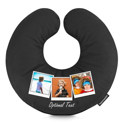(30cm) (Polaroid Style Photo Print) Black Soft Velvet Polyester Fabric (Personalised with Text)