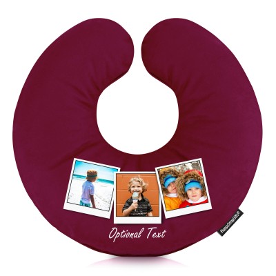 (30cm) (Polaroid Style Photo Print) Burgundy Soft Velvet Polyester Fabric (Personalised with Text)