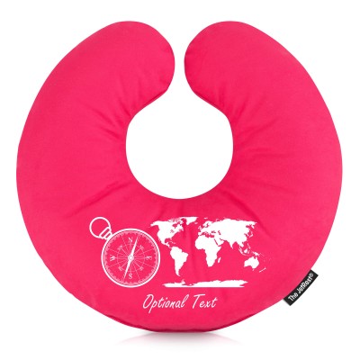 (30cm) (Globe and Compass Icon) Hot Pink (Fuchsia) Soft Velvet Polyester Fabric