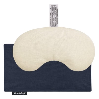 - Millet Seed Filling (18cm x 11.5cm) - Navy Blue Cotton Fabric and Removable Cover (Personalised with Text)