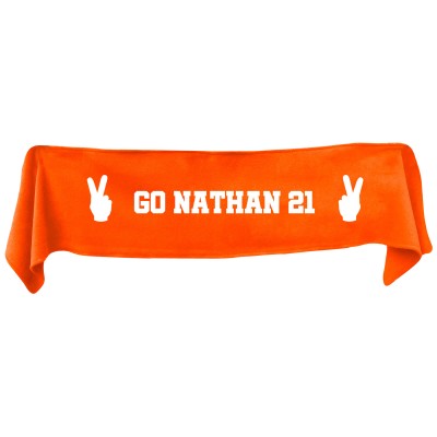 Large (145cm x 25cm) Two Fingers Theme - Burnt Orange Fleece Fabric (Personalised with Text)