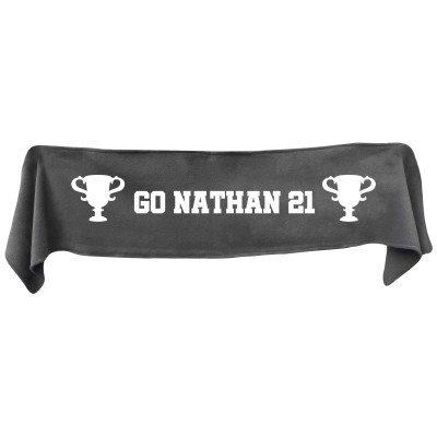 Large (145cm x 25cm) Champions Theme - Grey Fleece Fabric (Personalised with Text)