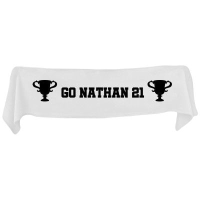 Large (145cm x 25cm) Champions Theme - White Fleece Fabric (Personalised with Text)