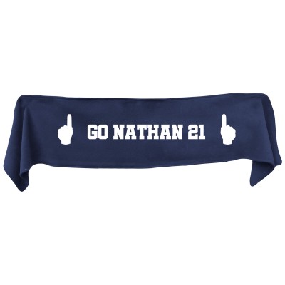 Large (145cm x 25cm) We Are No.1 Theme - Navy Blue Fleece Fabric (Personalised with Text)