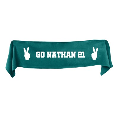 Medium (100cm x 20cm) Two Fingers Theme - Dark Green Fleece Fabric (Personalised with Text)