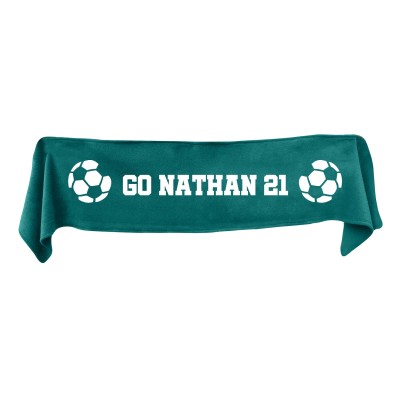 Medium (100cm x 20cm) Football Theme - Dark Green Fleece Fabric (Personalised with Text)