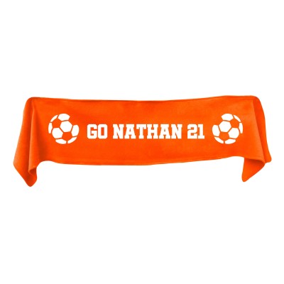 Medium (100cm x 20cm) Football Theme - Burnt Orange Fleece Fabric (Personalised with Text)
