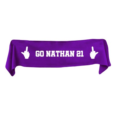 Medium (100cm x 20cm) Middle Finger Theme - Purple Fleece Fabric (Personalised with Text)